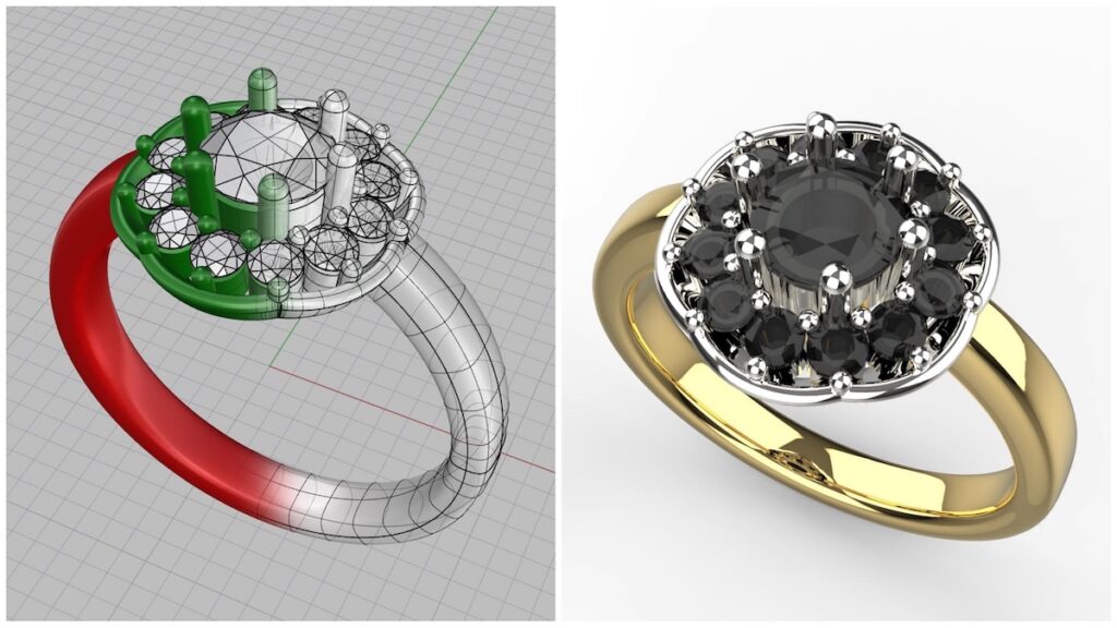 Realistic 3D rendering done from a Jewelry CAD Design.